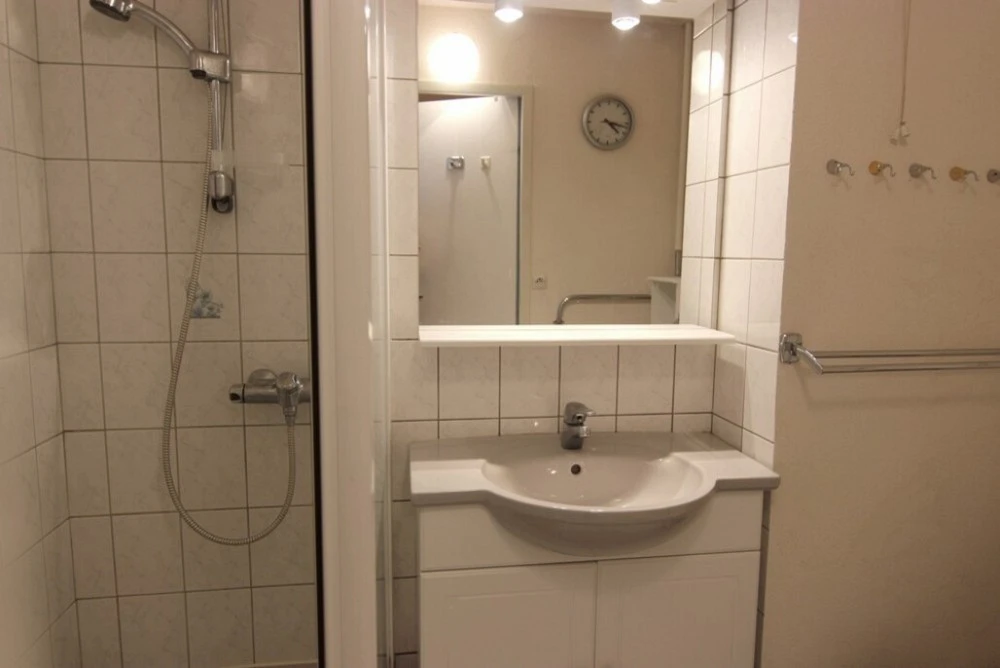 Les Glaciers - badkamer met wastafel en douchecabine