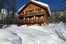 Les Chalets de la Porte des Saisons - chalet met bomen en sneeuw